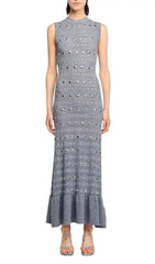 Venus Embellished Pointelle Knit Maxi Dress