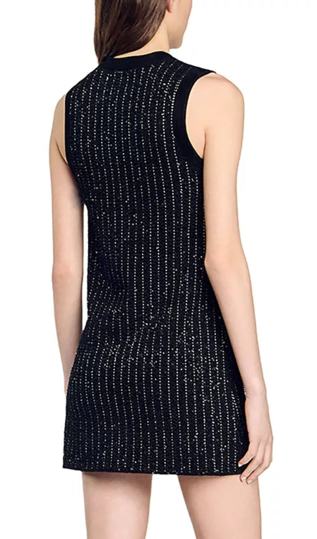 Suri Sparkle Tweed Sleeveless Mini Dress with Velvet Trim