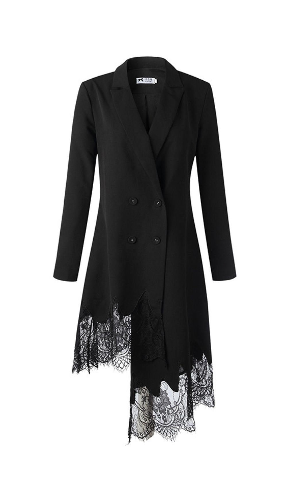 Inez Black Lace Asymmetrical Blazer Dress