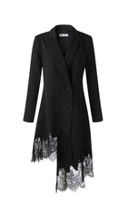 Inez Black Lace Asymmetrical Blazer Dress