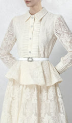 Iikka Elegant Lace Long Sleeve Midi Dress