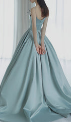 Elliette Enchanting Serene Blue Beaded Strappy Maxi Dress with Pockets