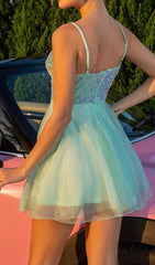 Diana Iridescent Sequin Mint Mini Dress