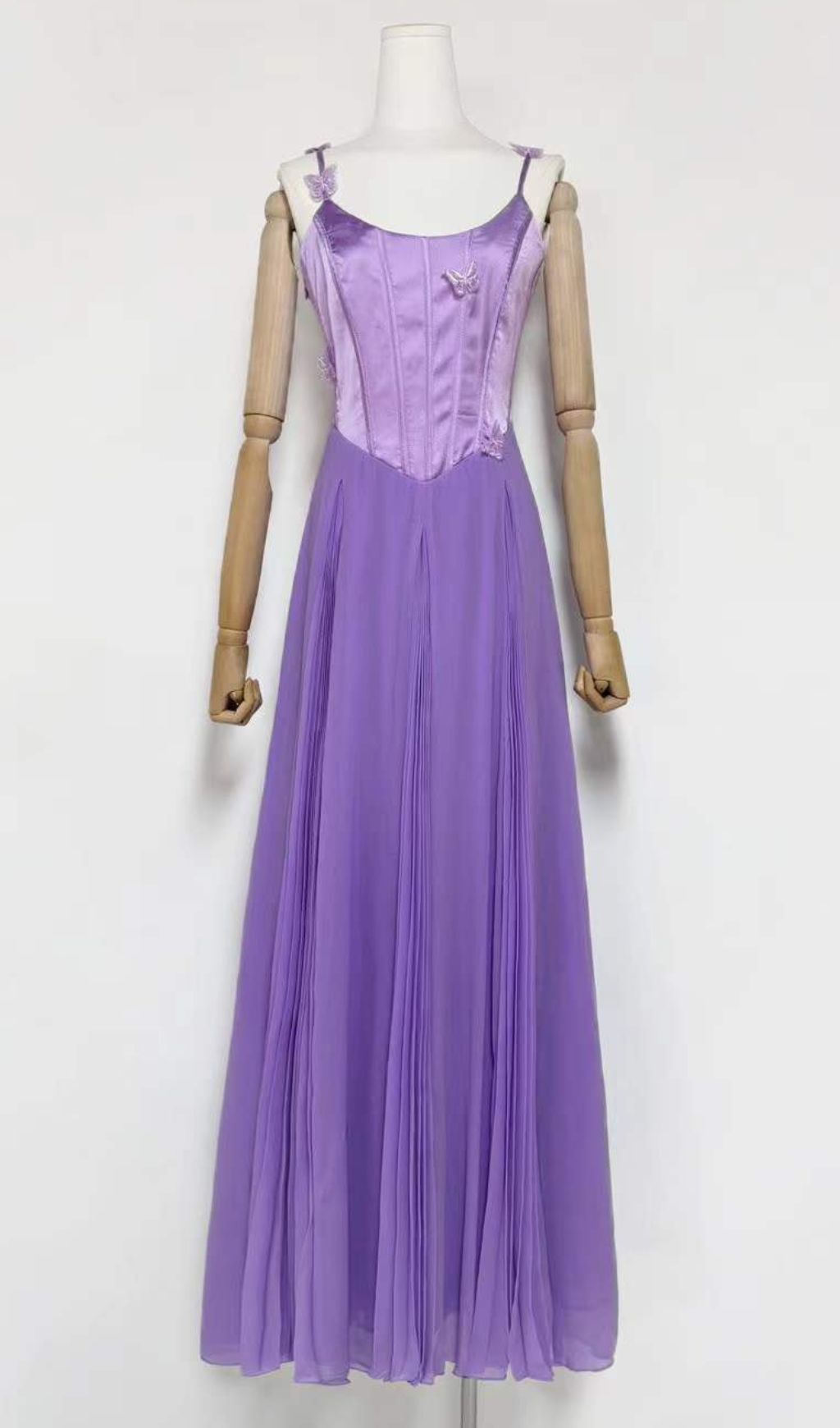 Glain Ethereal Lavender Butterfly Corset Maxi Dress