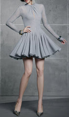 Hanako Chic Grey Long Sleeve Mini Dress