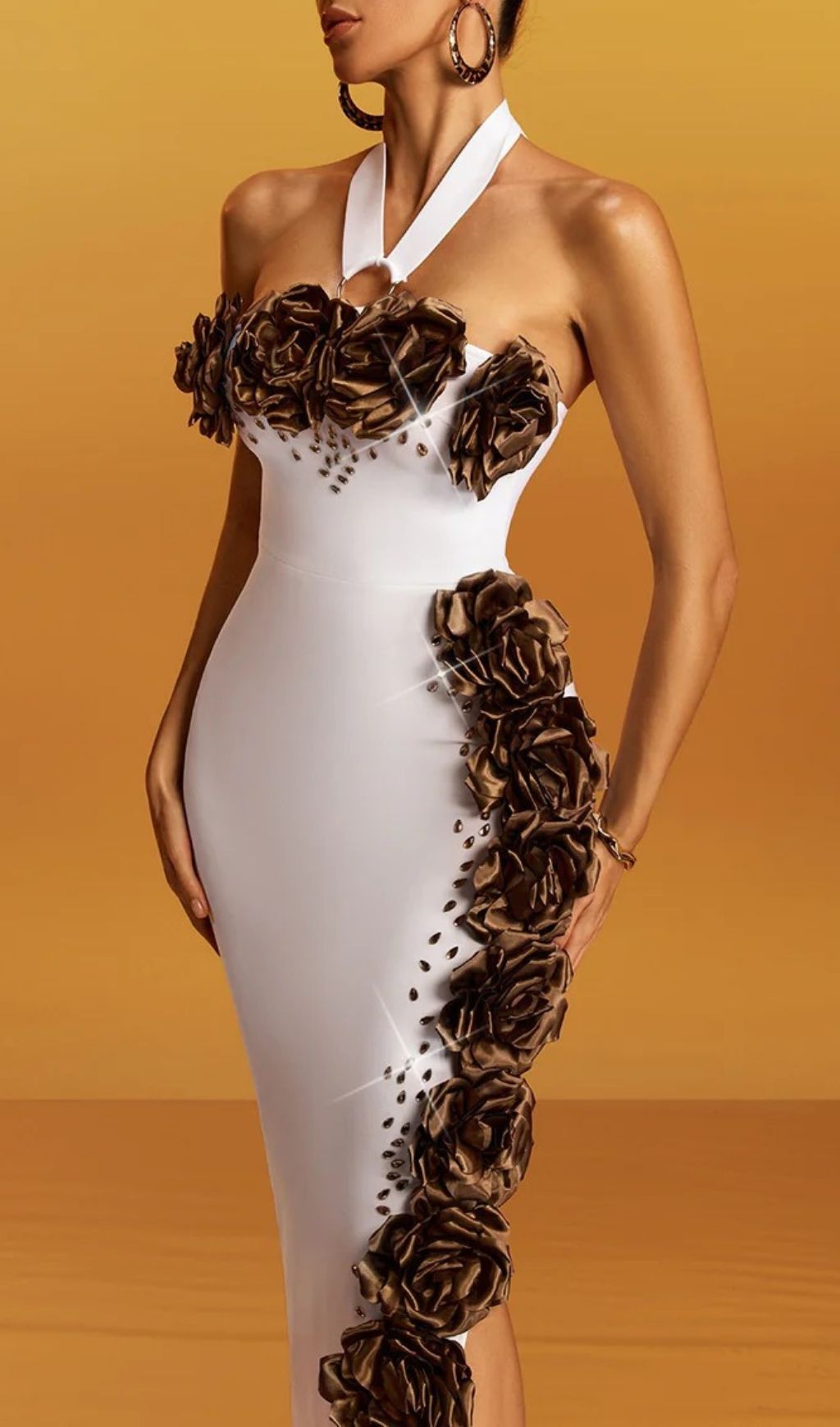 Gravistar Halterneck Floral Sculpting Maxi Dress