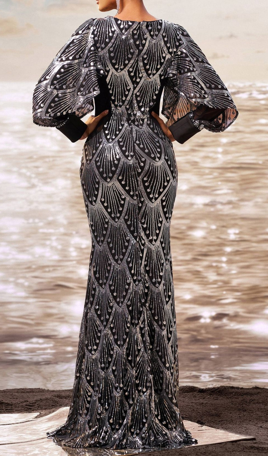 Dewi Dazzling Art Deco Sequin Maxi Gown