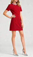 Jayde Dazzling Red Diamante Mini Dress