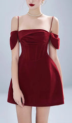 Canice Glamour Red Ruched Corset Mini Dress
