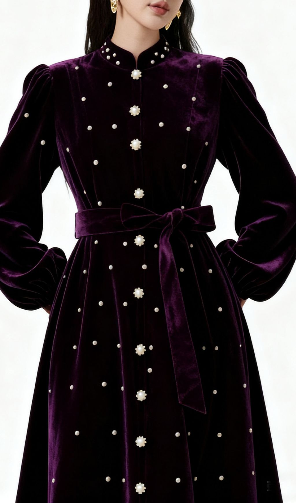 Iwalani Velvet Embellished Midi Dress