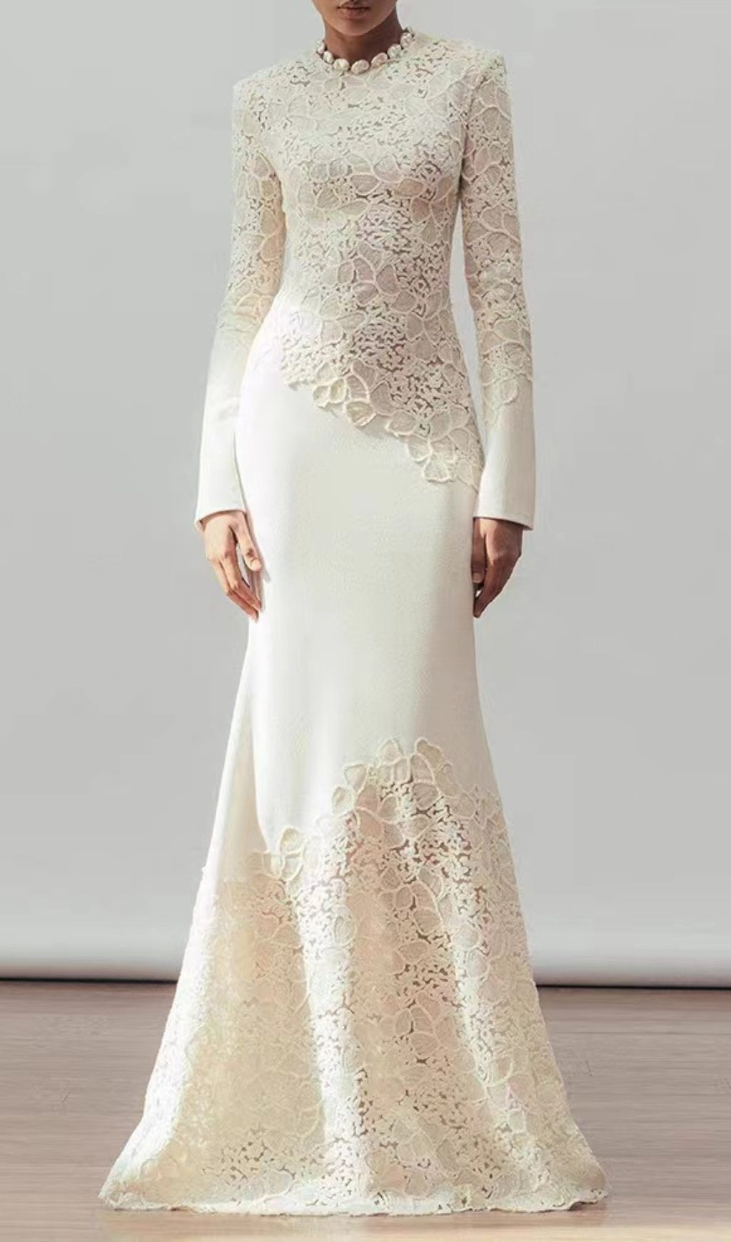 Elodie Timeless Lace & Crepe Maxi Gown