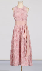 Blanche Black 3D Rose Floral Sleeveless Midi Dress