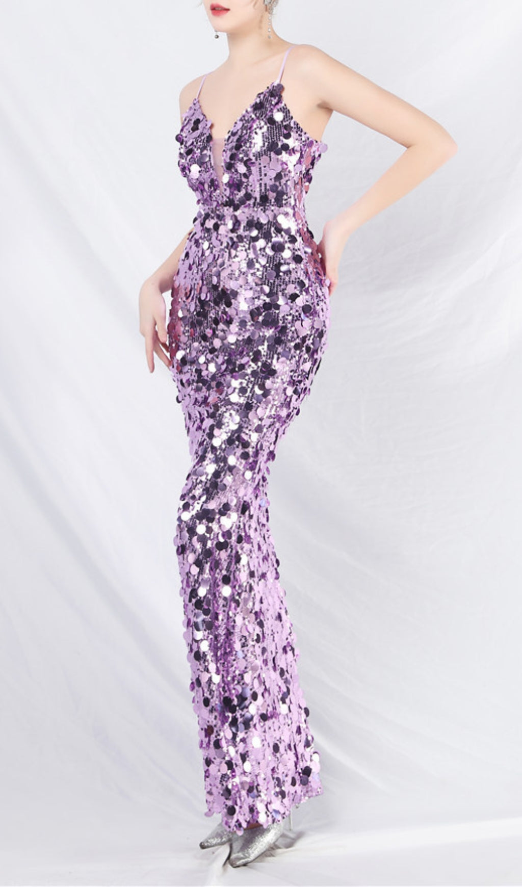 Chole Dazzling Purple Sequin Maxi Dress