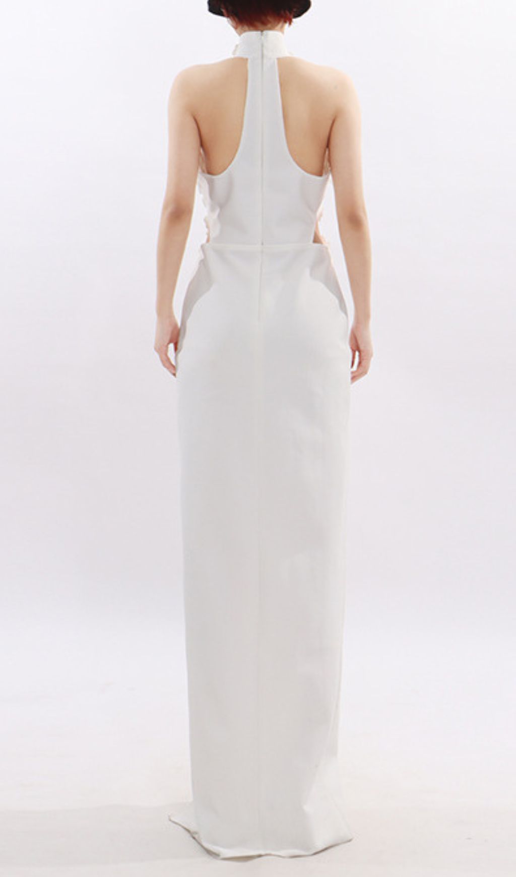 Jezel White 3D Floral Halter Maxi Dress