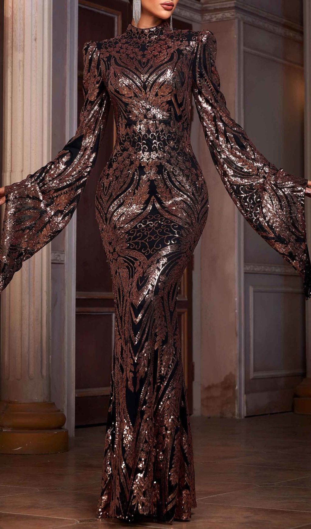 Iben Dazzling Sequin Maxi Dress