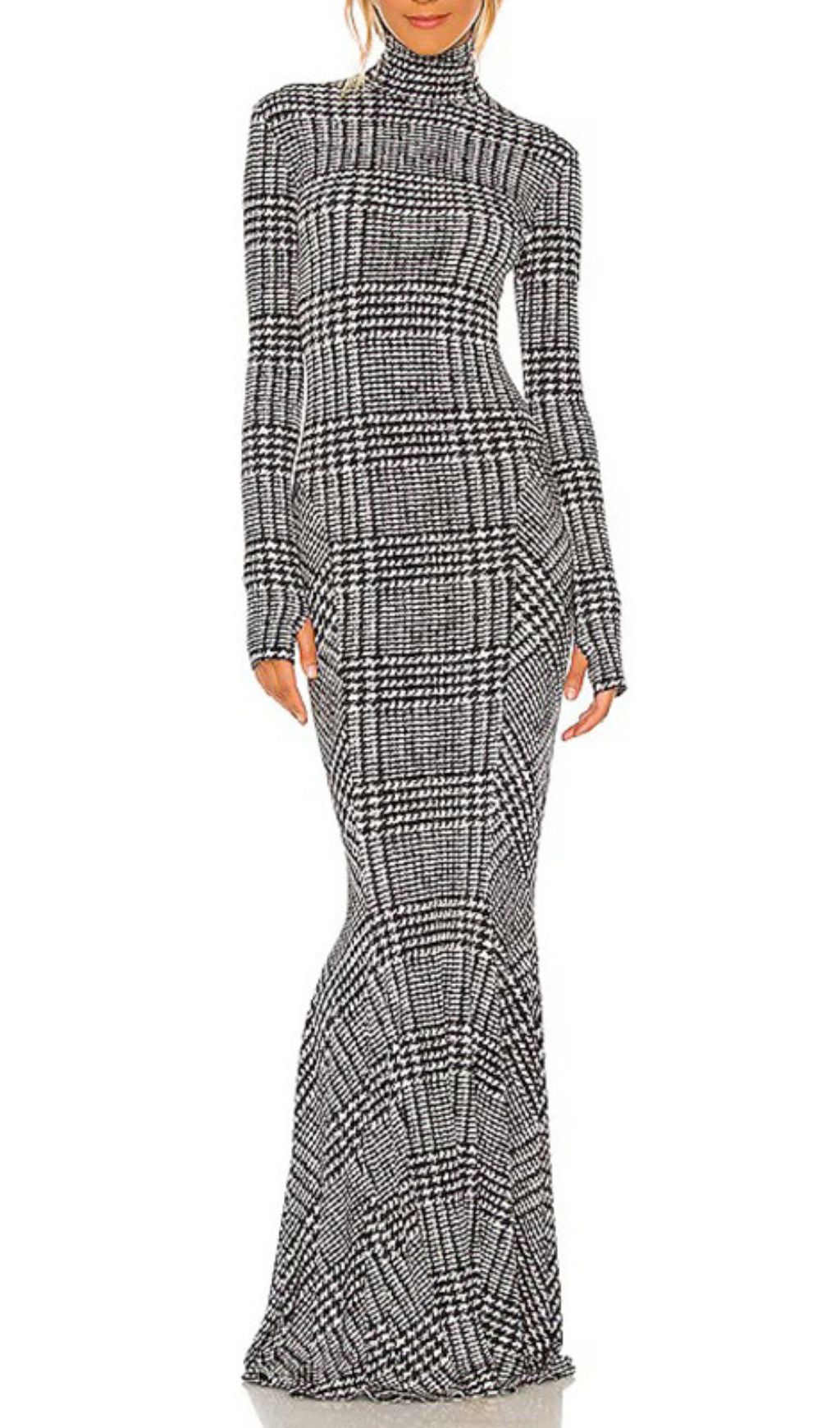 Gilmore Chic Plaid Turtleneck Maxi Dress