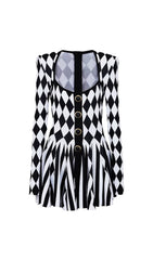 Cissy Harlequin Chic Knit Button Mini Dress
