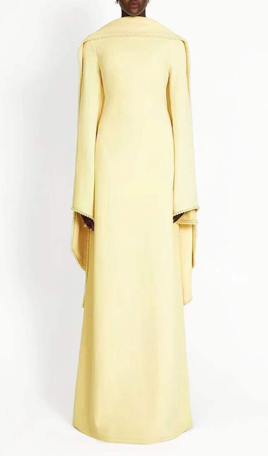 Hidi Shawl Pearl-Trimmed Maxi Dress