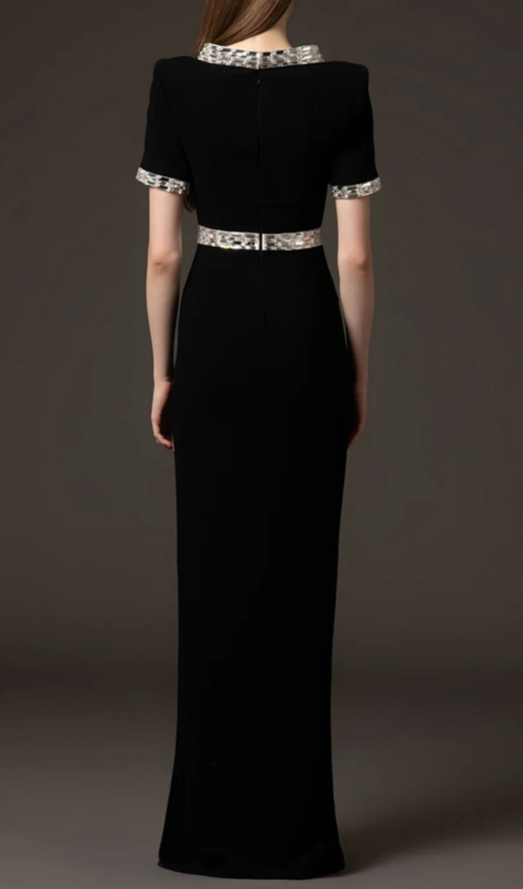 Euterpe Dazzling Black Crystal Maxi Dress