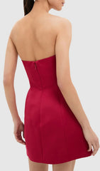 Vibrant Huy Rose Red Strapless Mini Dress