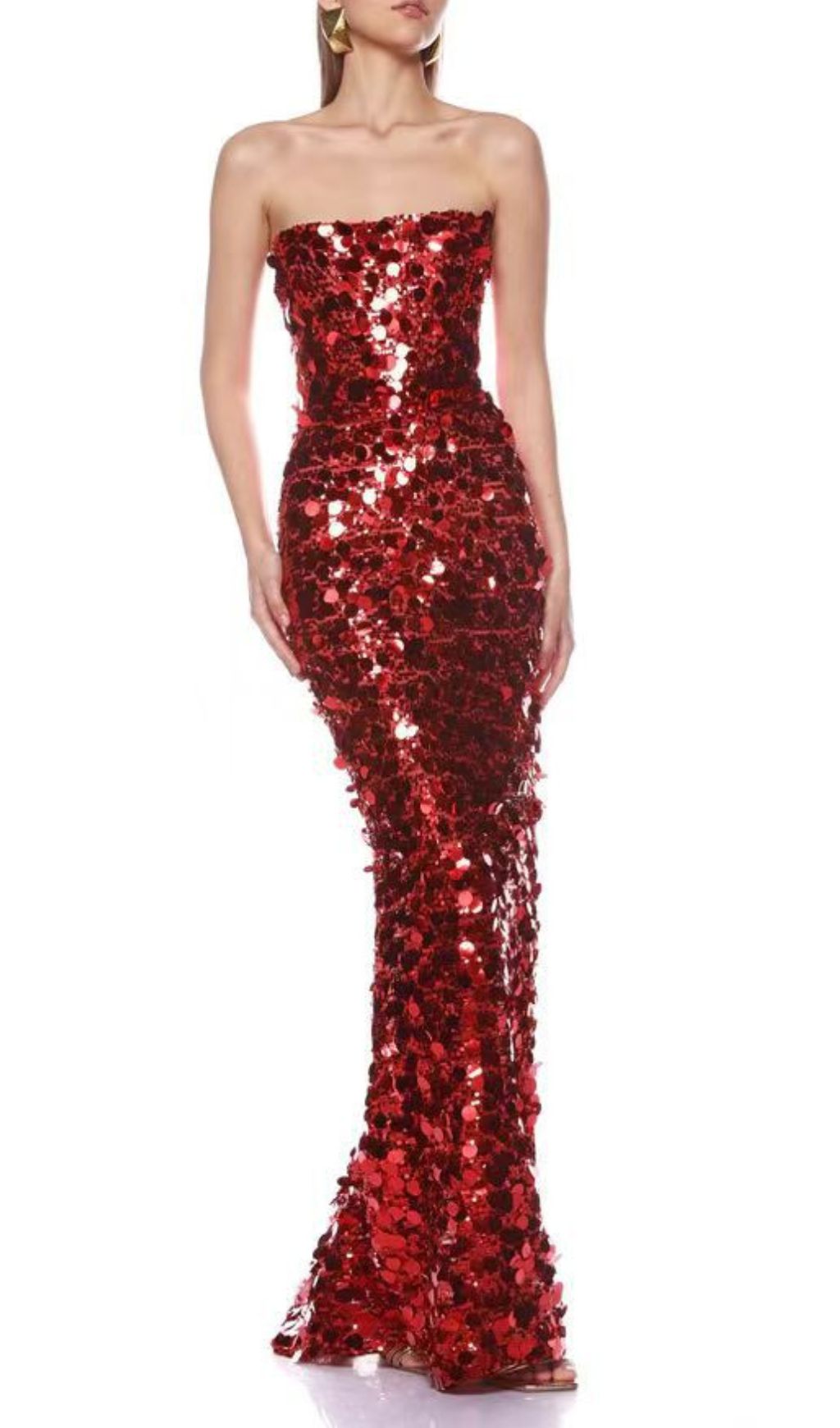 Jaya Red Strapless Sequin Maxi Dress
