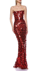 Jaya Red Strapless Sequin Maxi Dress