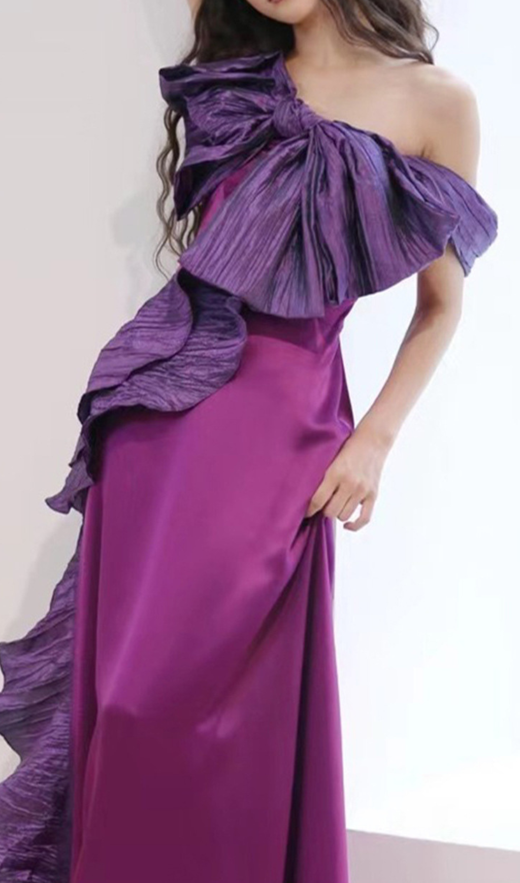 Ganit Regal Purple Bow Maxi Gown