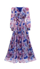 Ferial Romantic Blue Floral Maxi Dress