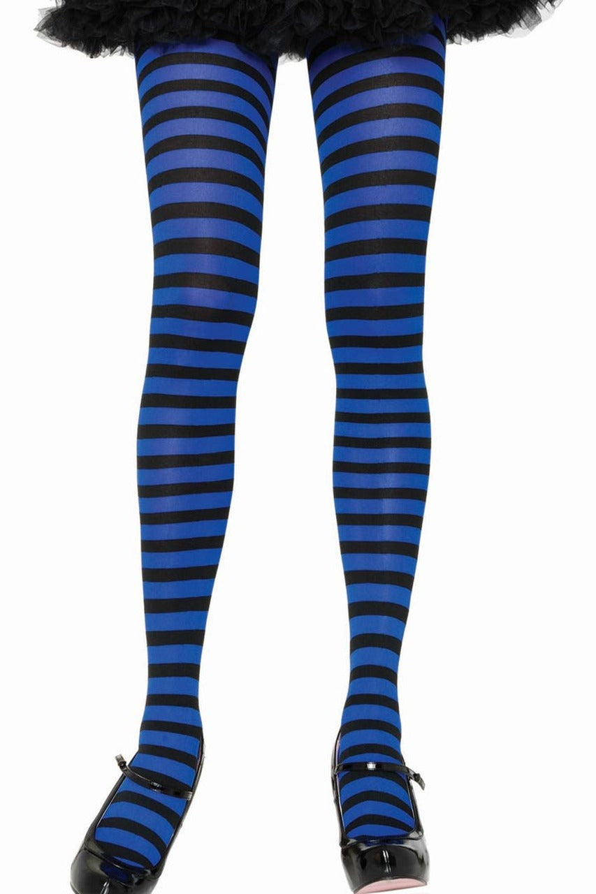 Black & Royal Blue Striped Pantyhose