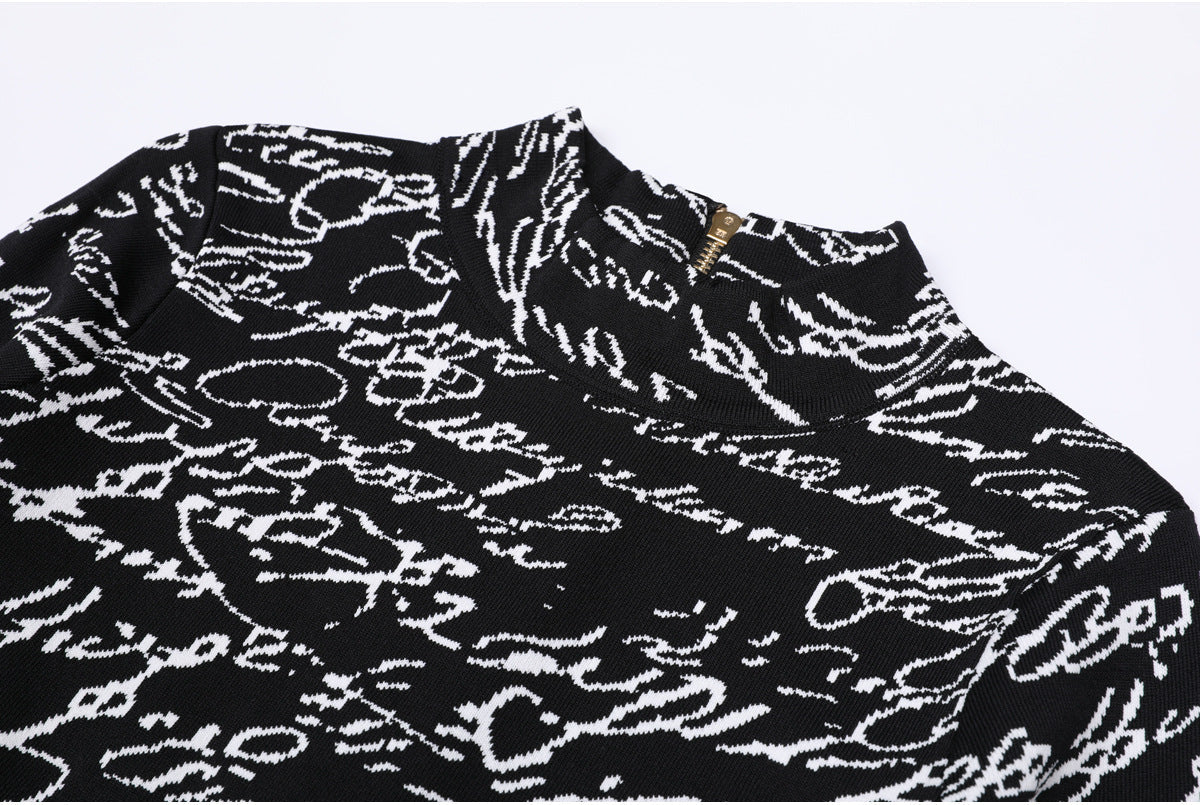 Heba Love Letter Script Long Sleeve Maxi Dress