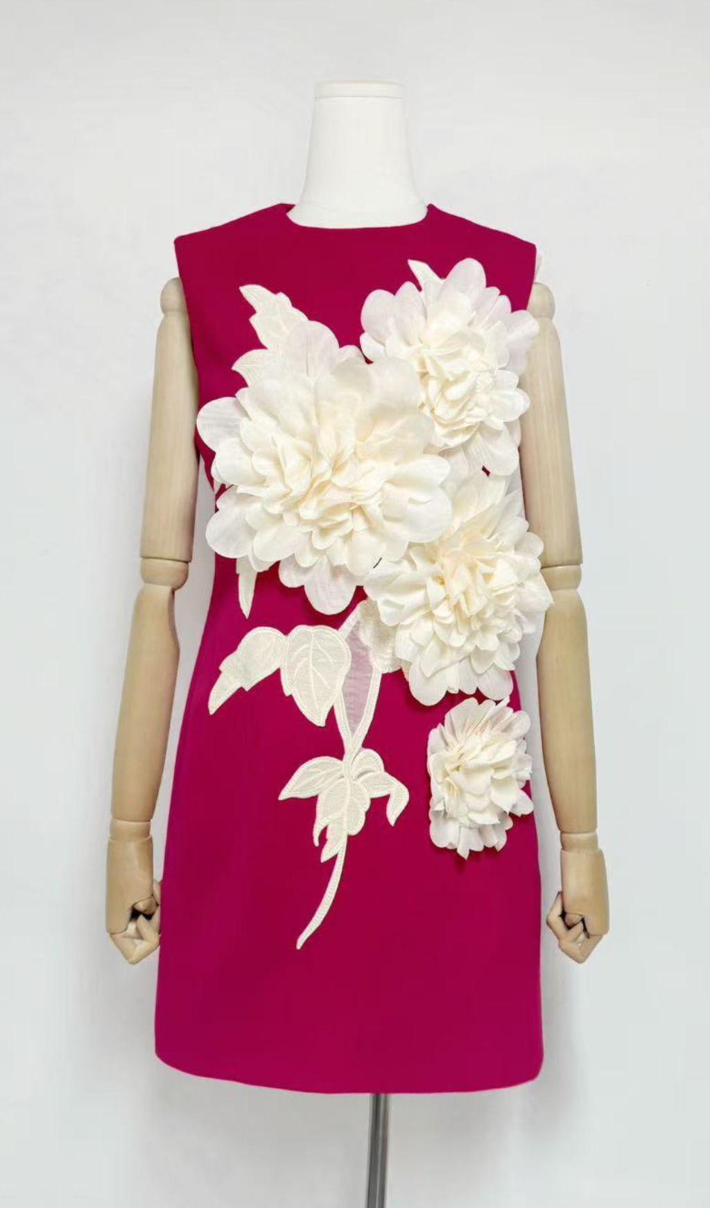 Jocasta Elegant Black Mini Dress with 3D Floral Appliqu