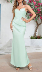 Esnavi Mint Embellished Sweetheart Maxi Dress