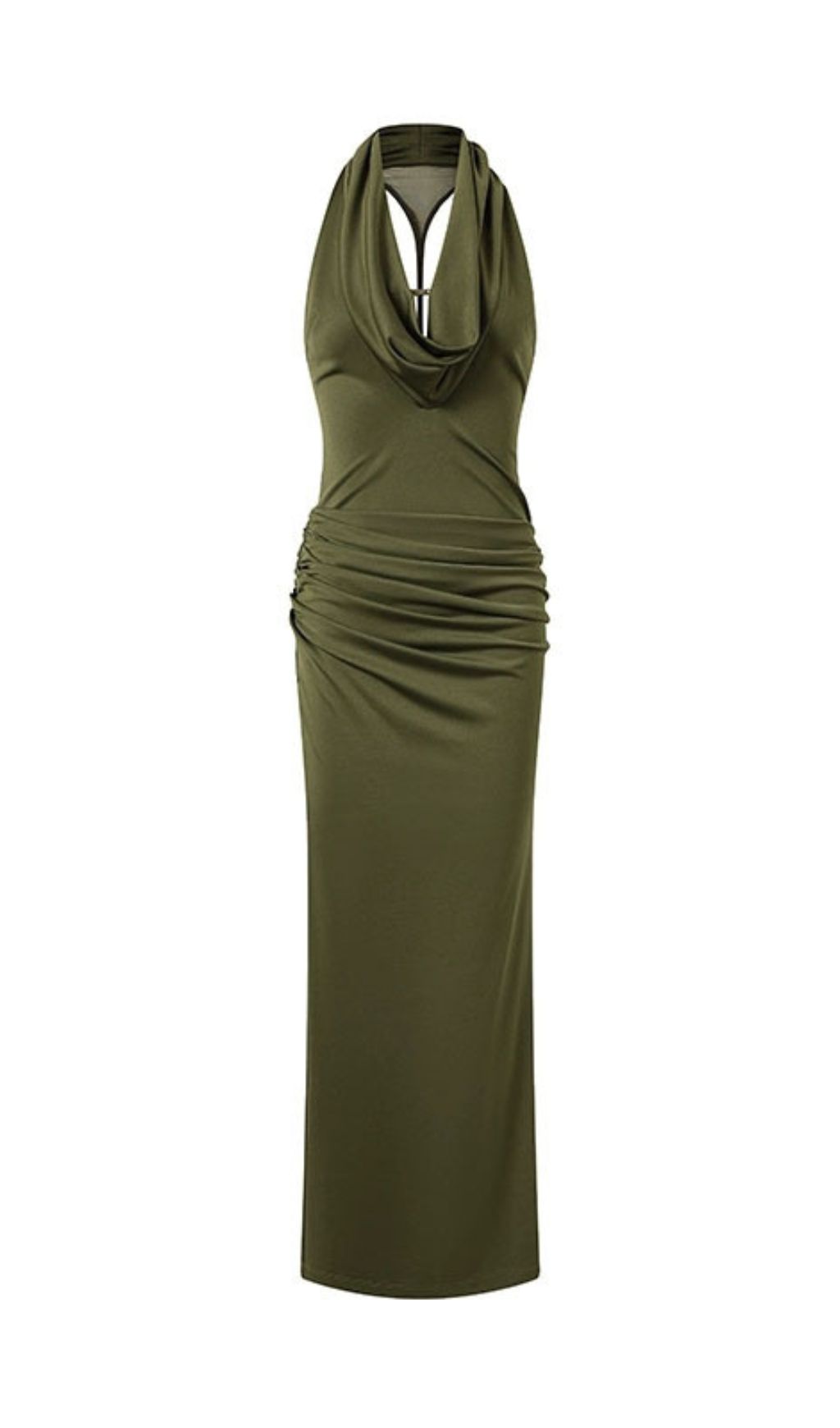 Juarez Green Halter Backless Maxi Dress