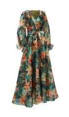 Fenicia Vibrant Green Floral Maxi Dress