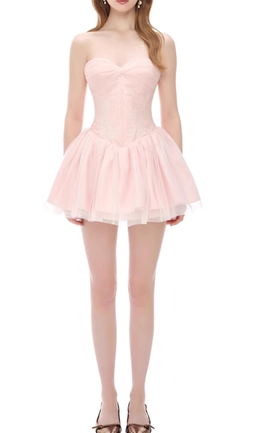 Eri Sweetheart Pink Tulle Mini Dress