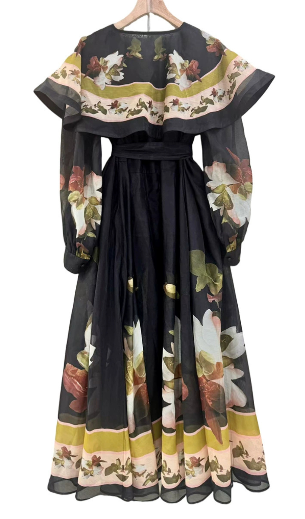 Helena Enchanting Floral Print Cape Maxi Dress for Women
