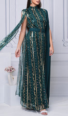 Dazzling Emerald Sequin Mesh Maxi Dress