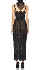 Elata Black Lace Bustier Maxi Dress