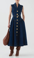Ione Sleeveless Button-Front Denim Midi Dress