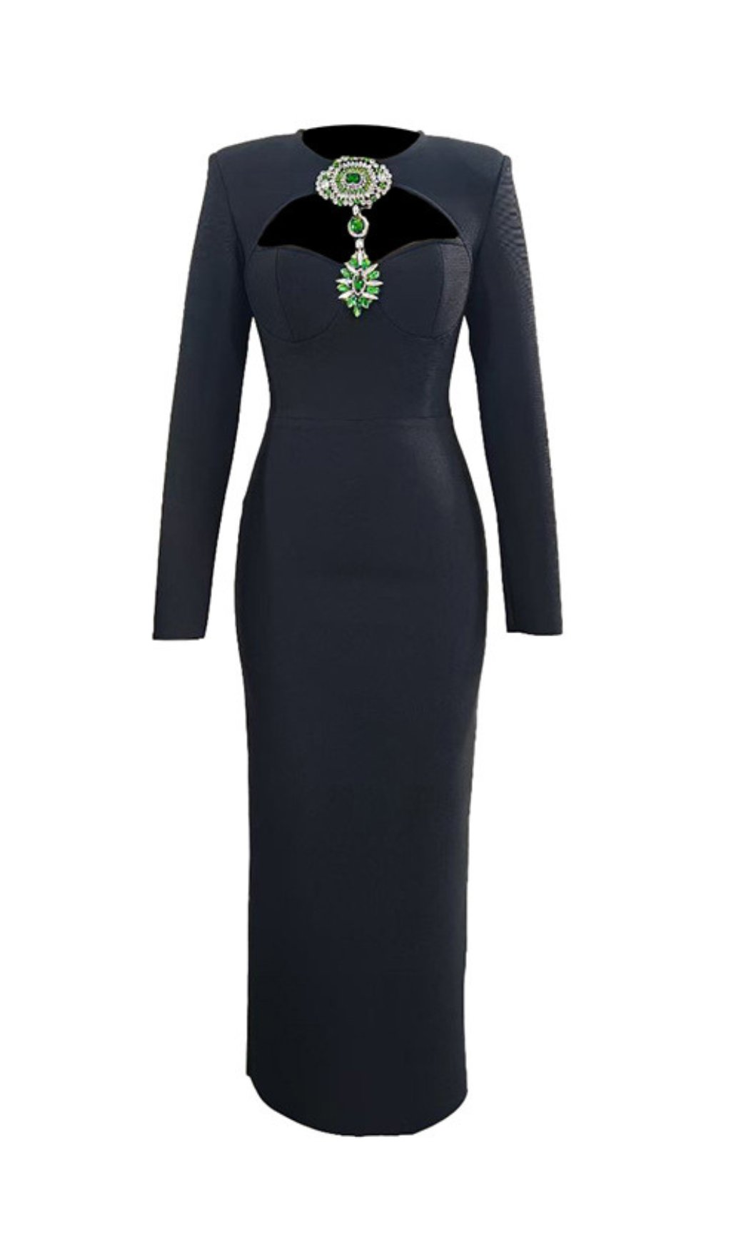 Hera Black Crystal Embellished Maxi Bandage Gown
