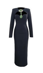 Hera Black Crystal Embellished Maxi Bandage Gown