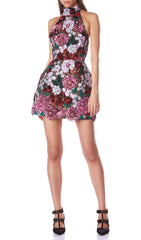 Giulia Dazzling Floral Sequin Halter Mini Dress