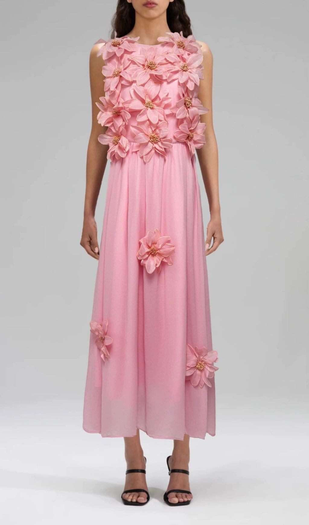 Garo Enchanting 3D Floral Midi Dress