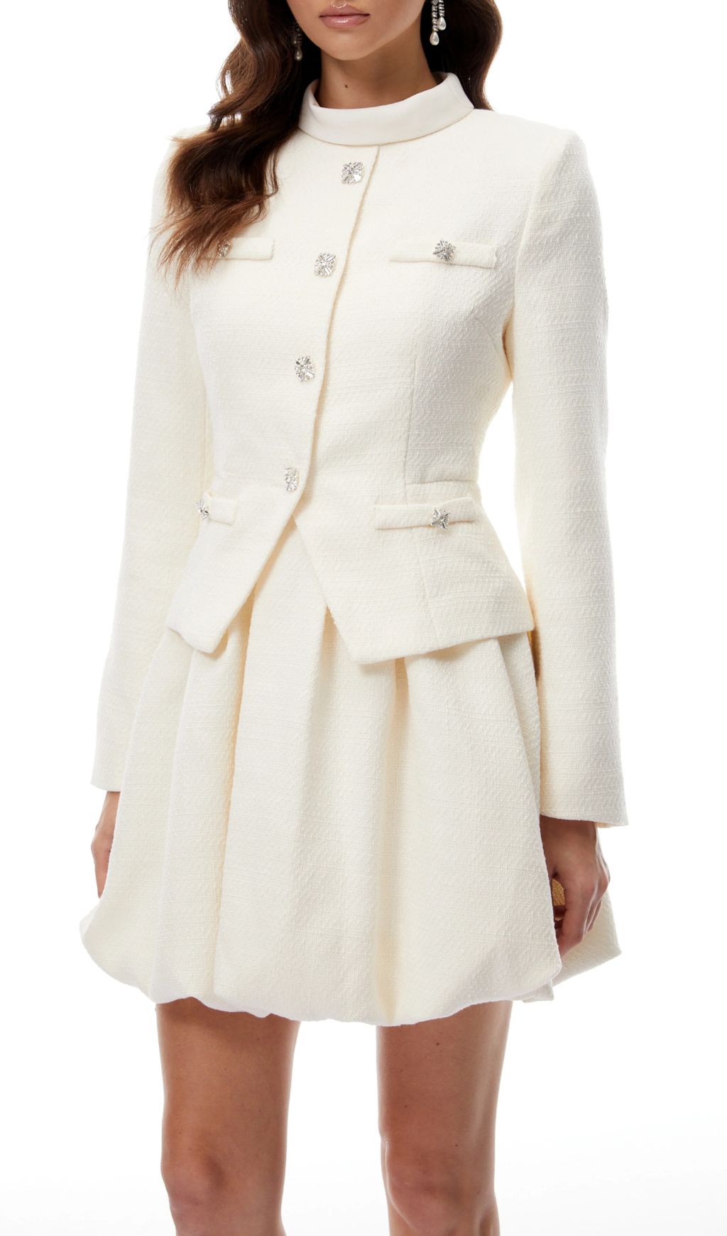Jenner Luxe White Tweed Mini Dress