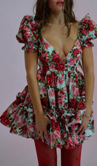 Eilidh Romantic Rose Floral Mini Dress