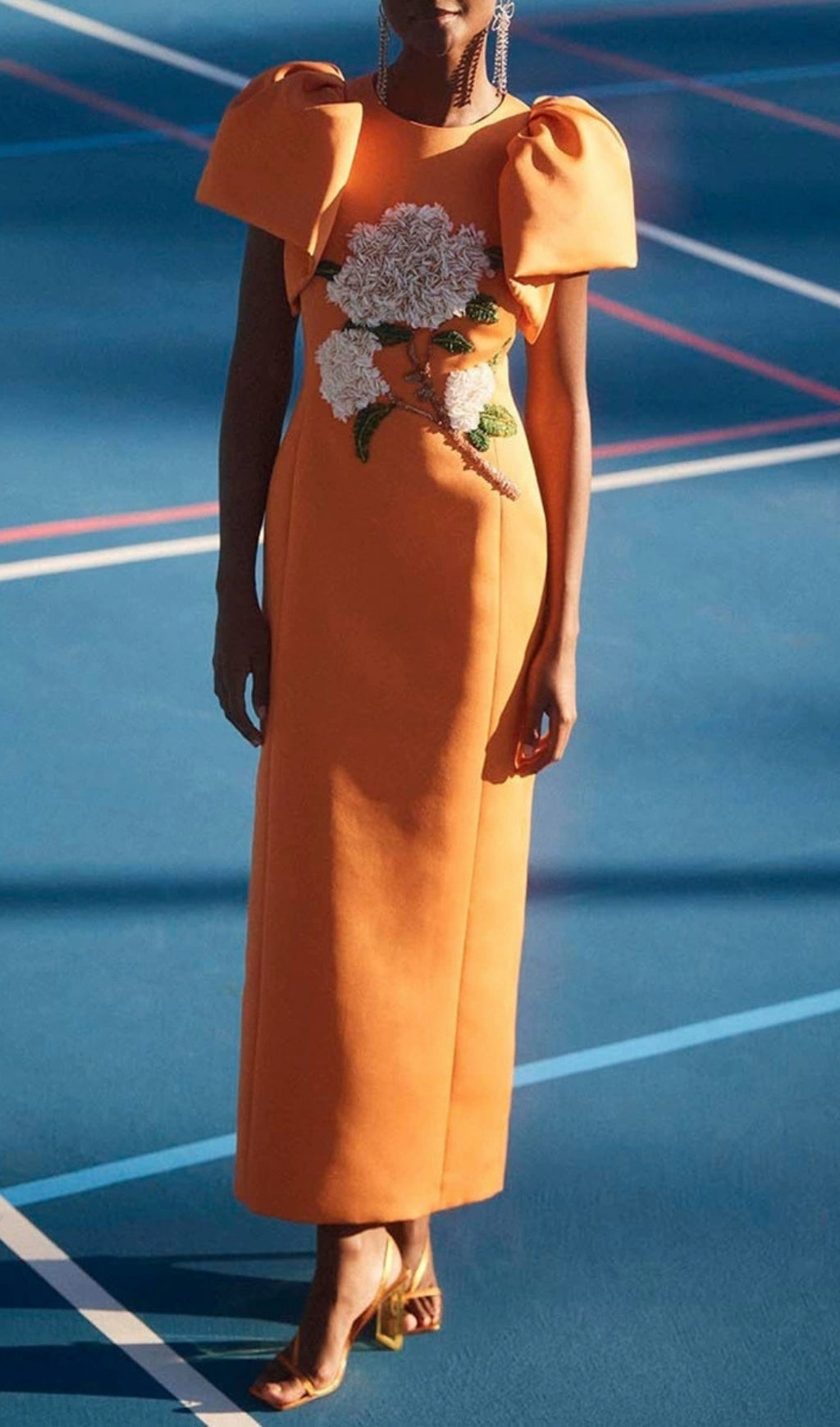 Fiorenzo Marigold Puff Sleeve Maxi Dress