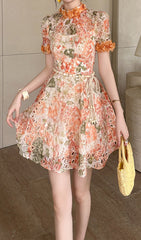 Daija Whimsical Floral Eyelet Embroidered Mini Dress