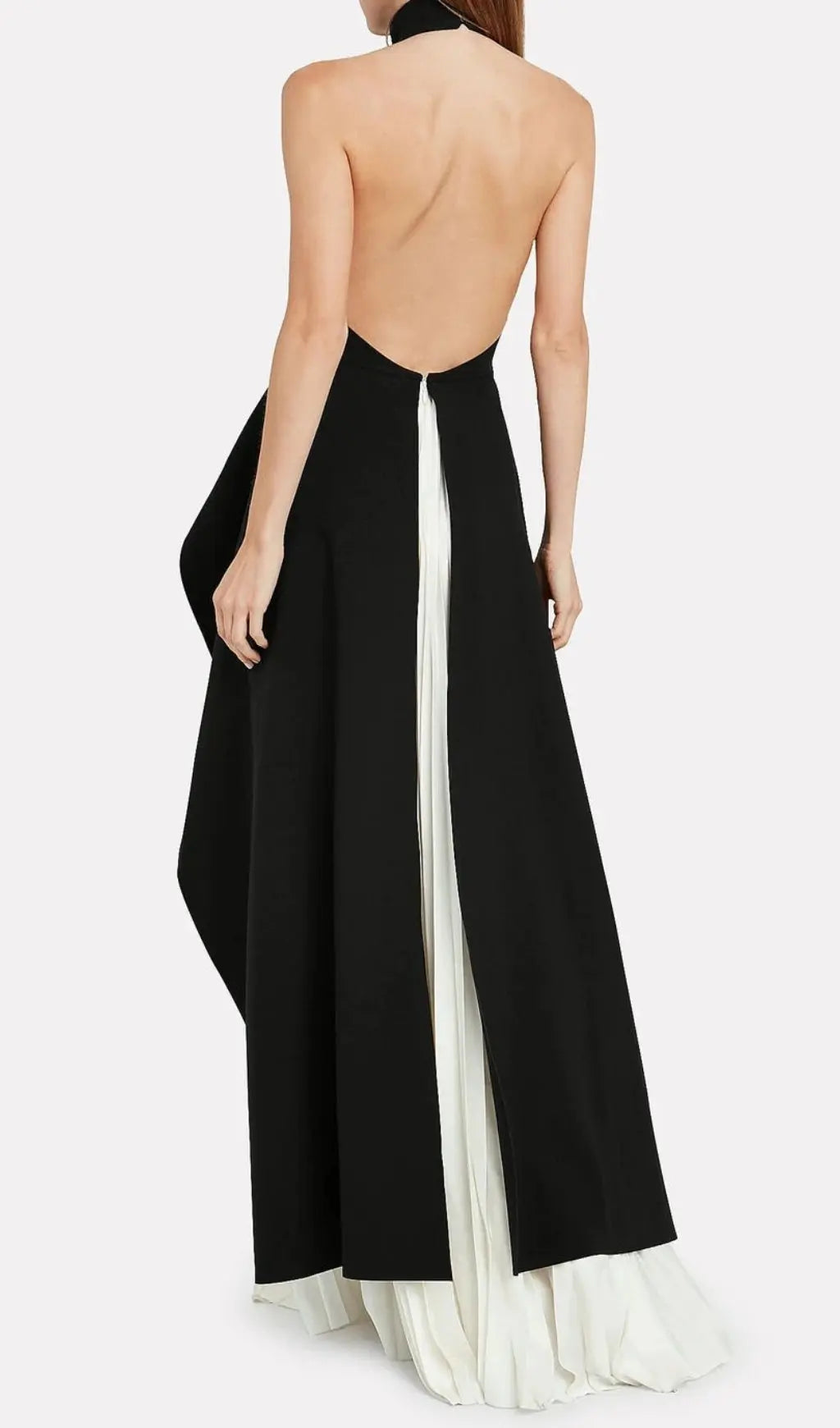 Chic Black & White Halter Maxi Dress