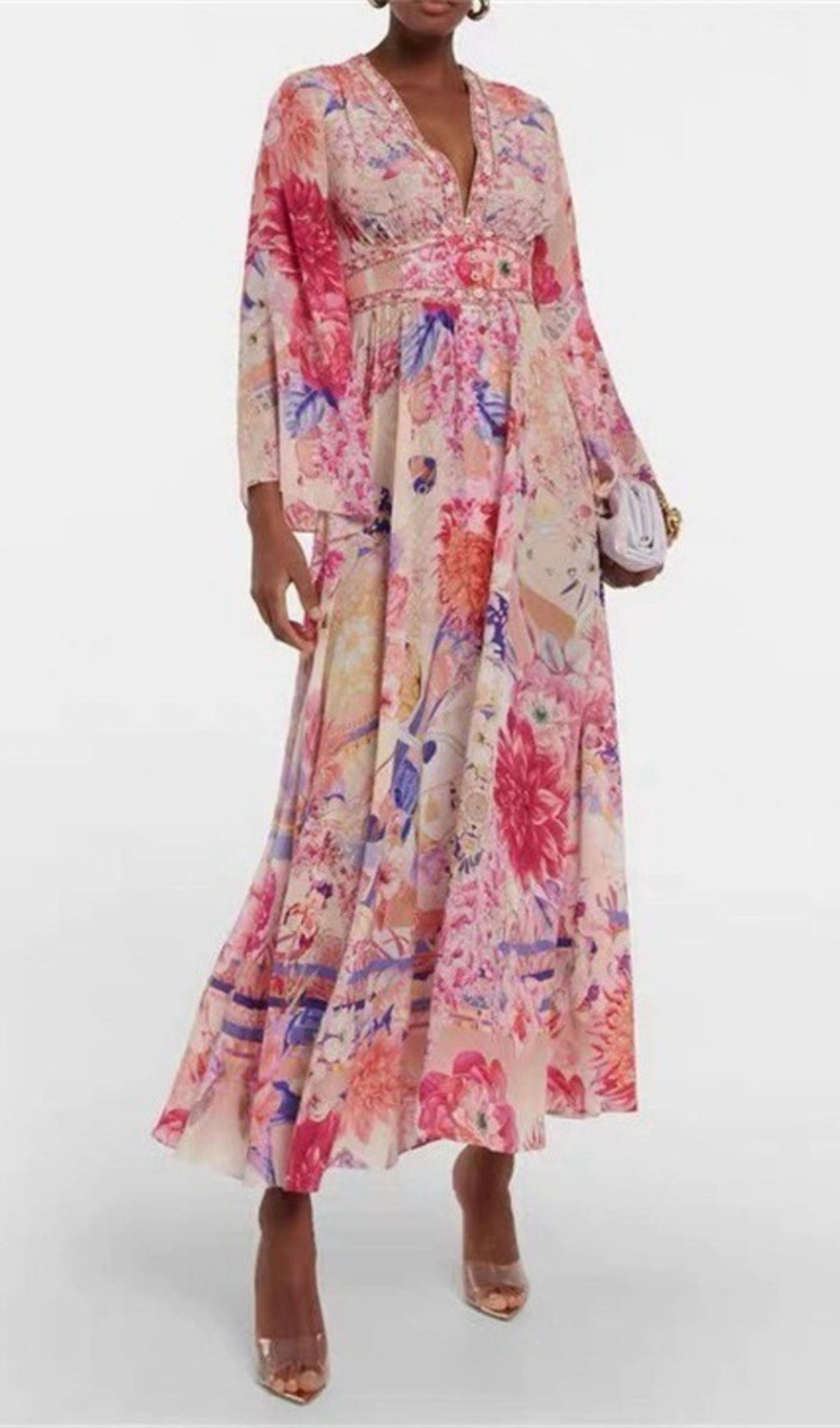 Brianne Pink Floral Maxi Dress for Women