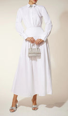 Eilert Chic White Ruched Shirt Dress